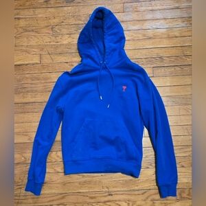 Ami Paris Alexandre Mattiussi L Ami De Coeur Blue Hooded Sweatshirt